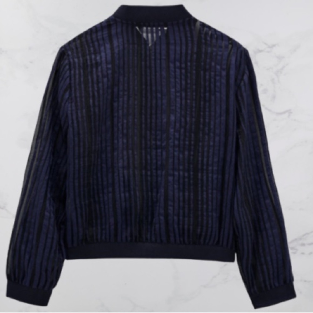 Zara Navy Sheer Bomber Jacket